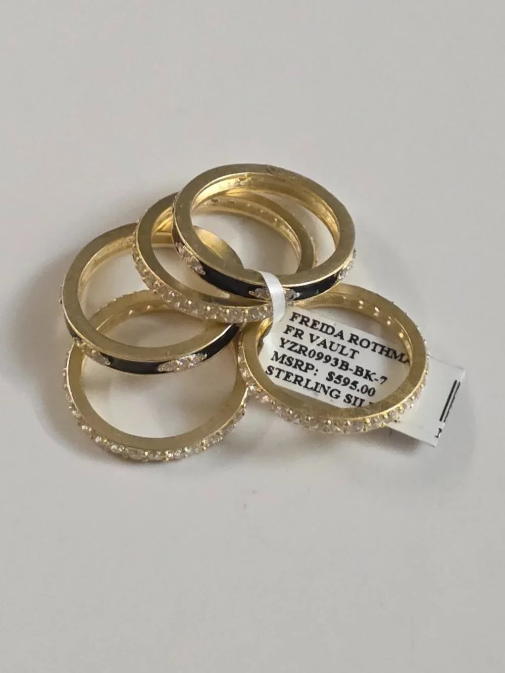 Freida Rothman Gold Plated Two Tone 5-Stack Ring - Picture 5 of 10